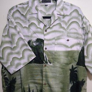 Ferrous Men's Hawaiian Cruise Caribbean Palm Tree Polyester Microfiber  Shirt M